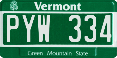 VT license plate PYW334