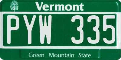 VT license plate PYW335