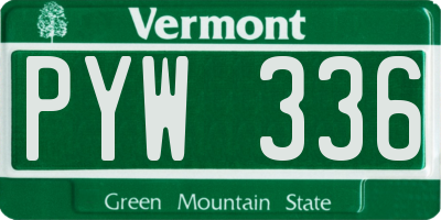 VT license plate PYW336