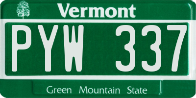 VT license plate PYW337