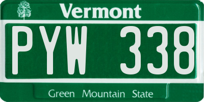 VT license plate PYW338