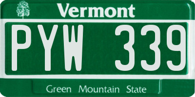 VT license plate PYW339