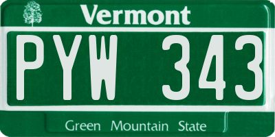 VT license plate PYW343