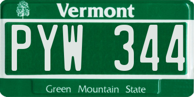 VT license plate PYW344
