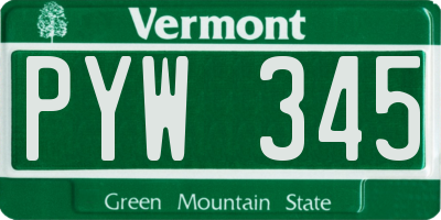 VT license plate PYW345