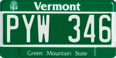 VT license plate PYW346