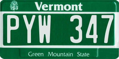 VT license plate PYW347
