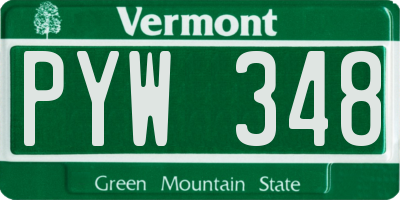 VT license plate PYW348
