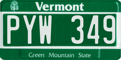 VT license plate PYW349