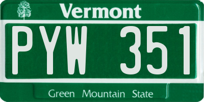 VT license plate PYW351