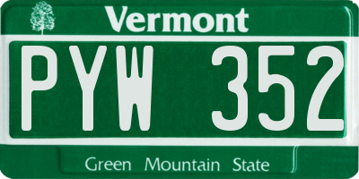 VT license plate PYW352