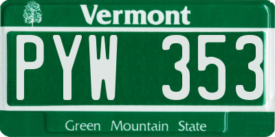 VT license plate PYW353