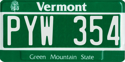 VT license plate PYW354
