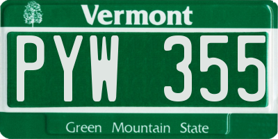 VT license plate PYW355