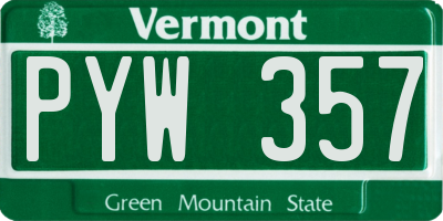 VT license plate PYW357