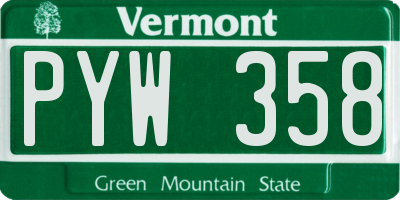 VT license plate PYW358