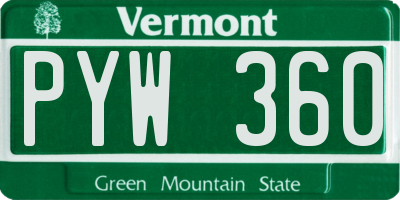 VT license plate PYW360