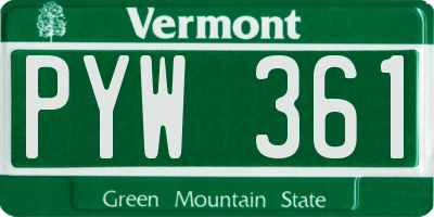 VT license plate PYW361