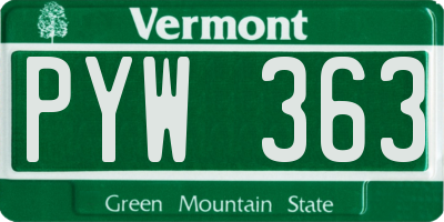 VT license plate PYW363
