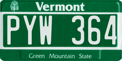 VT license plate PYW364