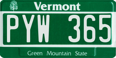 VT license plate PYW365