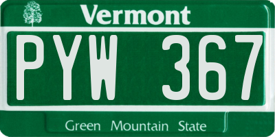 VT license plate PYW367