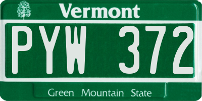 VT license plate PYW372