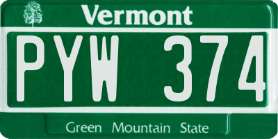 VT license plate PYW374