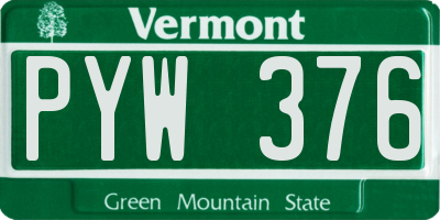 VT license plate PYW376
