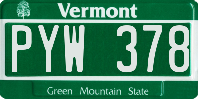 VT license plate PYW378