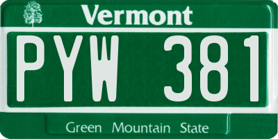 VT license plate PYW381