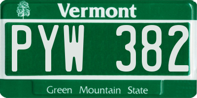 VT license plate PYW382