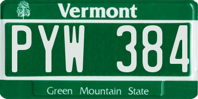 VT license plate PYW384