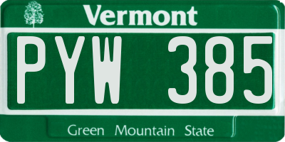 VT license plate PYW385