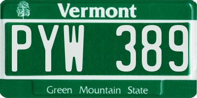 VT license plate PYW389