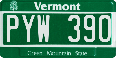 VT license plate PYW390