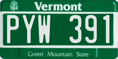 VT license plate PYW391