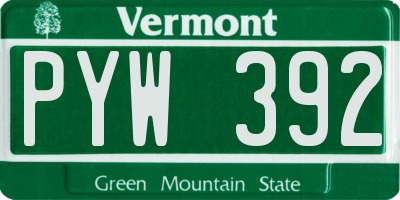 VT license plate PYW392