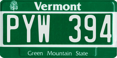 VT license plate PYW394