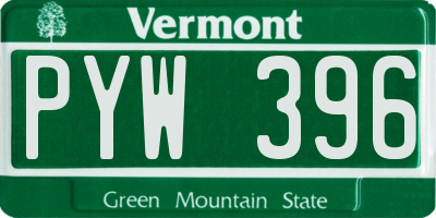 VT license plate PYW396