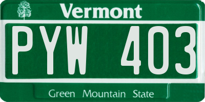 VT license plate PYW403