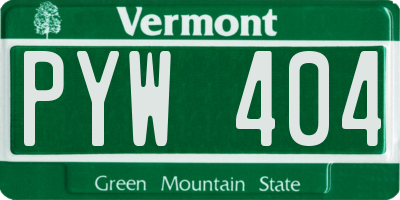 VT license plate PYW404