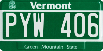 VT license plate PYW406