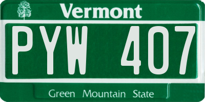 VT license plate PYW407