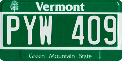 VT license plate PYW409