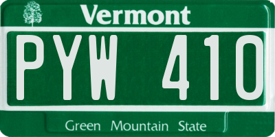 VT license plate PYW410