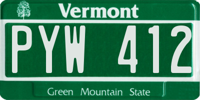 VT license plate PYW412