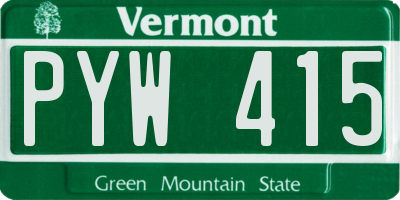 VT license plate PYW415