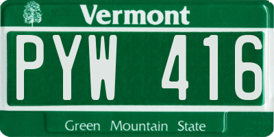 VT license plate PYW416