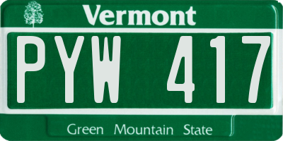 VT license plate PYW417